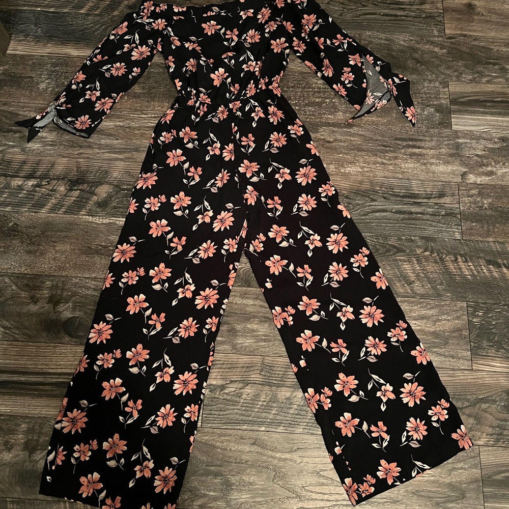 Off the shoulder floral jumpsuit